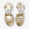 Sandali con plateau Heloise 80 in pelle metallizzata vintage dorata