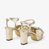 Sandali con plateau Heloise 80 in pelle metallizzata vintage dorata