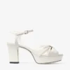 Sandali con plateau Heloise 80 in pelle nappa color latte