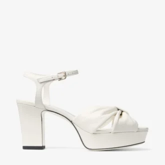Sandali con plateau Heloise 80 in pelle nappa color latte