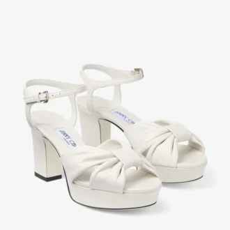 Sandali con plateau Heloise 80 in pelle nappa color latte