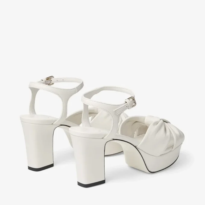Sandali con plateau Heloise 80 in pelle nappa color latte