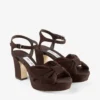 Sandali con plateau Heloise 80 in pelle scamosciata color cioccolato