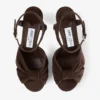 Sandali con plateau Heloise 80 in pelle scamosciata color cioccolato