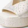 Sandali con plateau Karli 125 in raso avorio con cristalli