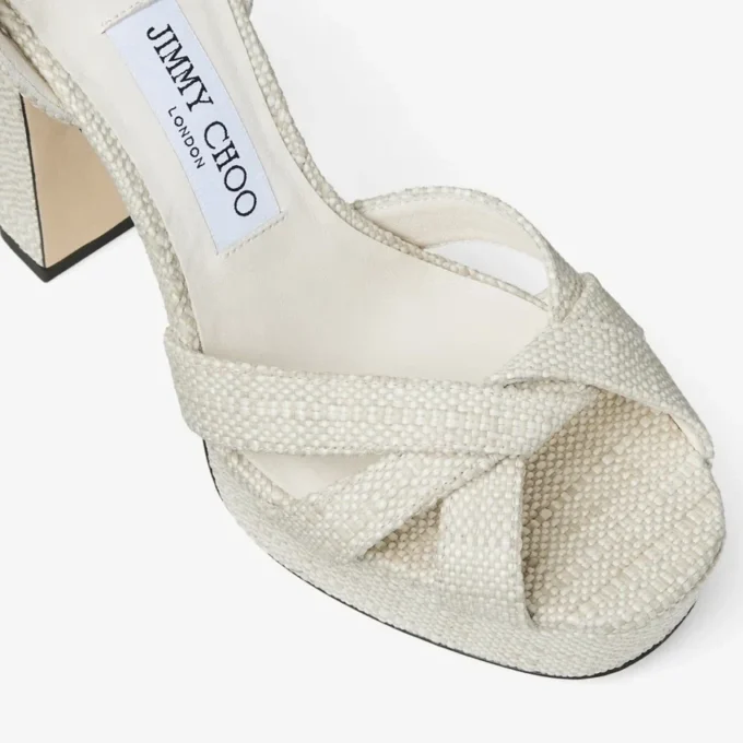 Sandali con plateau Kove 120 in raffia fine naturale Sandali con plateau Kove 120 in raffia fine naturale