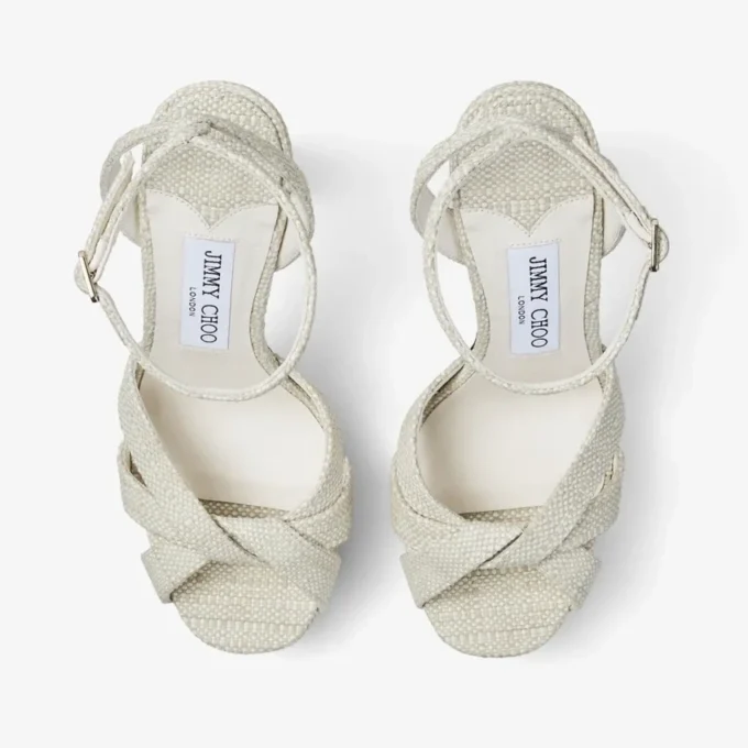 Sandali con plateau Kove 120 in raffia fine naturale Sandali con plateau Kove 120 in raffia fine naturale