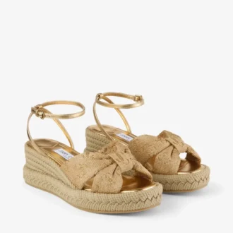 Sandali con zeppa Aella 60 in rafia dorata