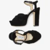 Sandali con zeppa in velluto nero Heloise 120