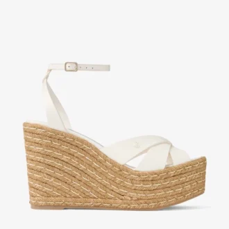 Sandali con zeppa Korra 100 in nappa color latte