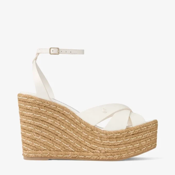 Sandali con zeppa Korra 100 in nappa color latte
