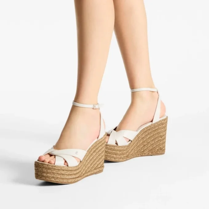 Sandali con zeppa Korra 100 in nappa color latte
