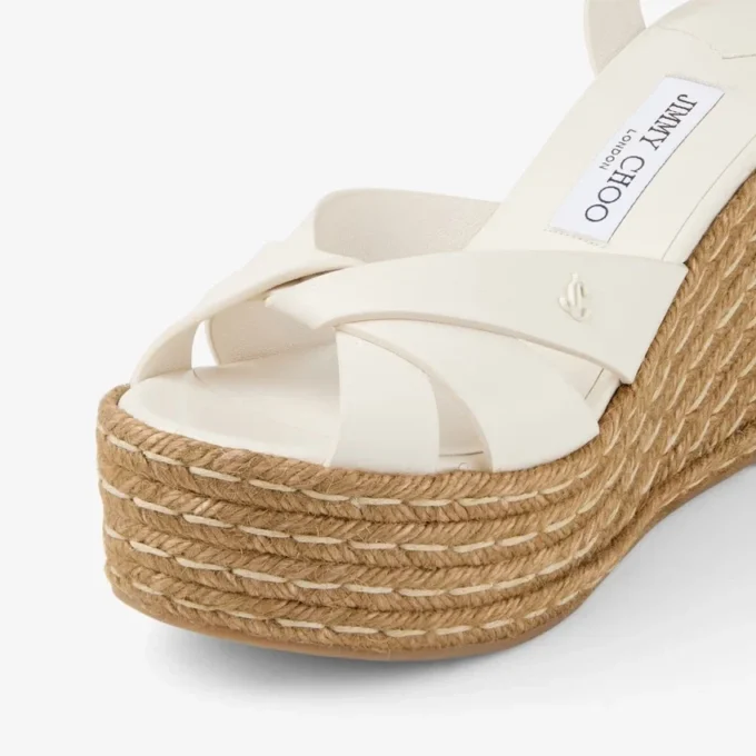 Sandali con zeppa Korra 100 in nappa color latte