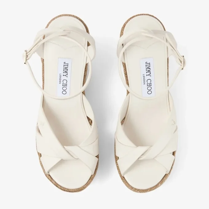 Sandali con zeppa Korra 100 in nappa color latte