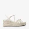 Sandali con zeppa Nyra 60 in pelle nappa color latte