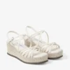 Sandali con zeppa Nyra 60 in pelle nappa color latte