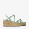 Sandali con zeppa Nyra 60 in pelle nappa verde