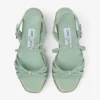 Sandali con zeppa Nyra 60 in pelle nappa verde