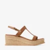 Sandali con zeppa Theia 60 in pelle marrone chiaro
