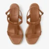 Sandali con zeppa Theia 60 in pelle marrone chiaro