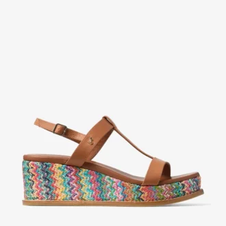 Sandali con zeppa Theia 60 in rafia multicolore a zig-zag