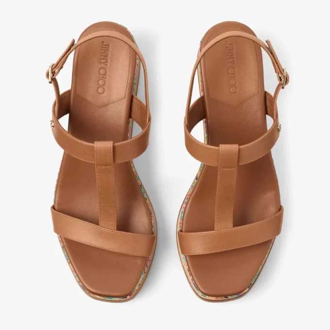 Sandali con zeppa Theia 60 in rafia multicolore a zig-zag