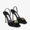 Sandali Emani 100 in pelle scamosciata nera e verde trifoglio Sandali Emani 100 in pelle scamosciata nera e verde trifoglio