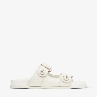 Sandali Fayence in pelle color latte con decorazioni in perle