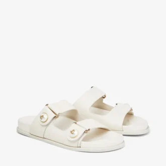 Sandali Fayence in pelle color latte con decorazioni in perle