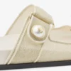 Sandali Fayence in pelle verniciata metallizzata color champagne con perle Sandali Fayence in pelle verniciata metallizzata color champagne con perle