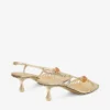 Sandali Lova 50 in pelle nappa metallizzata dorata con perline Sandali Lova 50 in pelle nappa metallizzata dorata con perline