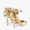 Sandali Marja 100 in pelle Liquid Metal dorata con allacciatura in pelle metallizzata Sandali Marja 100 in pelle Liquid Metal dorata con allacciatura in pelle metallizzata