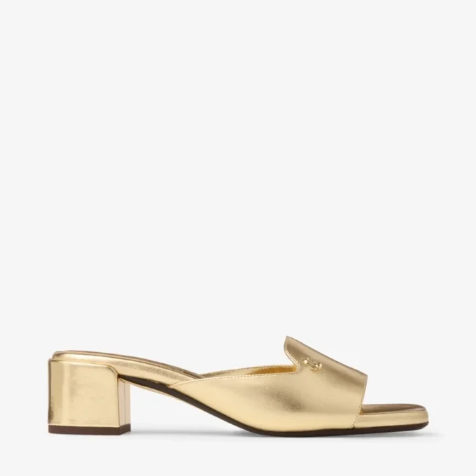 Sandali mules Dina 45 in pelle metallizzata dorata Sandali mules Dina 45 in pelle metallizzata dorata