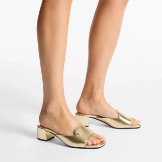 Sandali mules Dina 45 in pelle metallizzata dorata