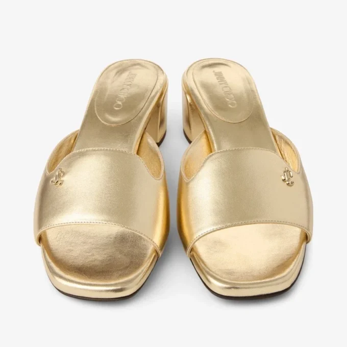 Sandali mules Dina 45 in pelle metallizzata dorata Sandali mules Dina 45 in pelle metallizzata dorata