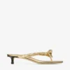 Sandali mules Liss 35 in pelle nappa metallizzata dorata con fiocco Sandali mules Liss 35 in pelle nappa metallizzata dorata con fiocco