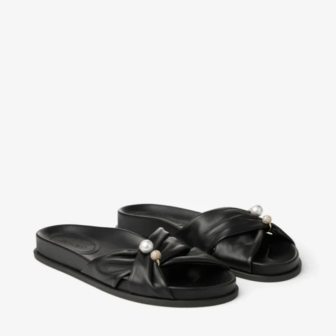 Sandali piatti Rafi in morbida pelle nera Sandali piatti Rafi in morbida pelle nera