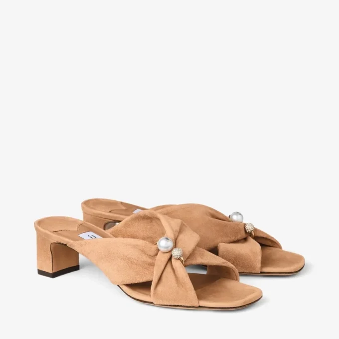 Sandali Rafi 45 in pelle scamosciata color caramello