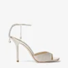 Sandali Saeda 100 Platinum Ice Dusty Glitter con decorazioni in cristallo