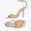 Sandali Saeda 100 Platinum Ice Dusty Glitter con decorazioni in cristallo