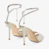 Sandali Saeda 100 Platinum Ice Dusty Glitter con decorazioni in cristallo
