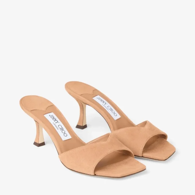 Sandali Skye 70 in pelle scamosciata color caramello