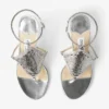 Sandalo con cinturino in pelle nappa metallizzata e rete metallica