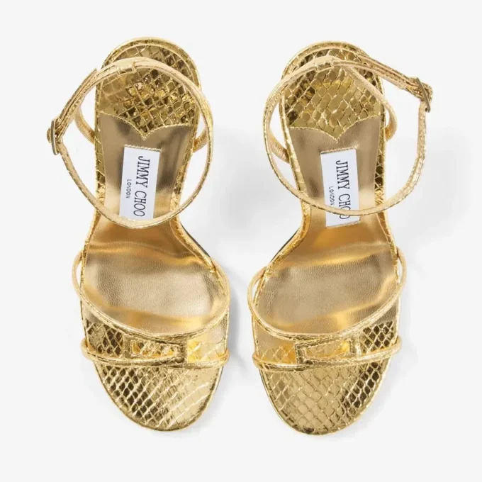 Sandalo Leo 100 in pelle Candy Wrap dorata Sandalo Leo 100 in pelle Candy Wrap dorata