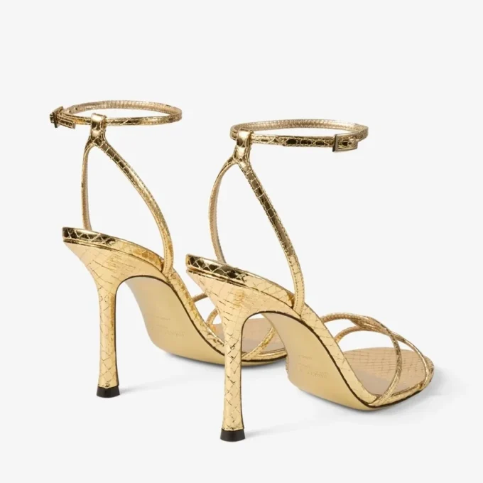 Sandalo Leo 100 in pelle Candy Wrap dorata Sandalo Leo 100 in pelle Candy Wrap dorata