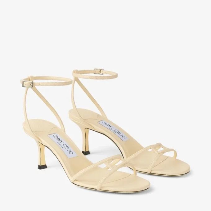 Sandalo Leo 65 in pelle stampata Elaphe color Buttermilk Sandalo Leo 65 in pelle stampata Elaphe color Buttermilk