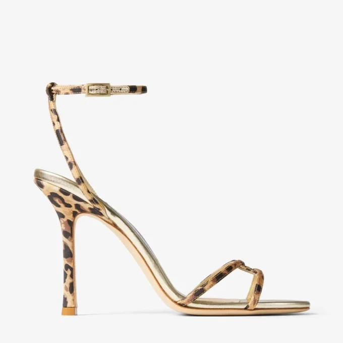 Sandalo Leo in gros-grain con stampa leopardata Sandalo Leo in gros-grain con stampa leopardata