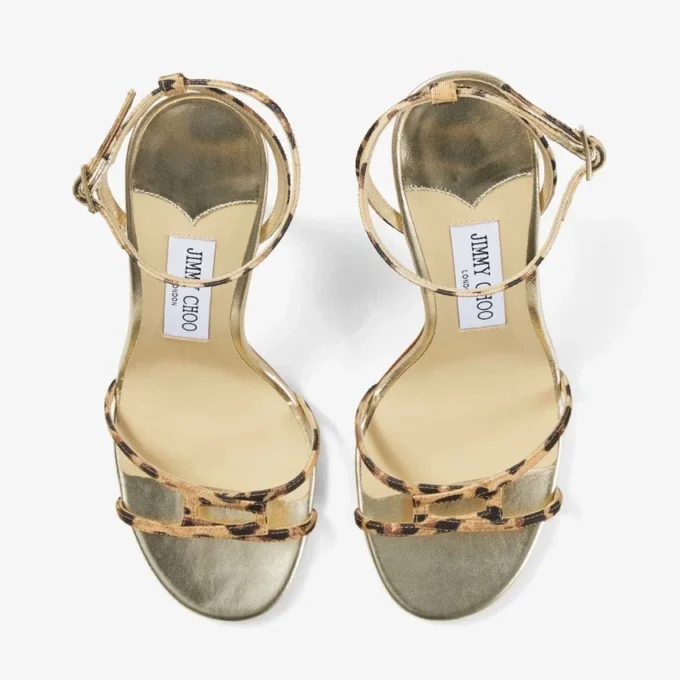 Sandalo Leo in gros-grain con stampa leopardata Sandalo Leo in gros-grain con stampa leopardata
