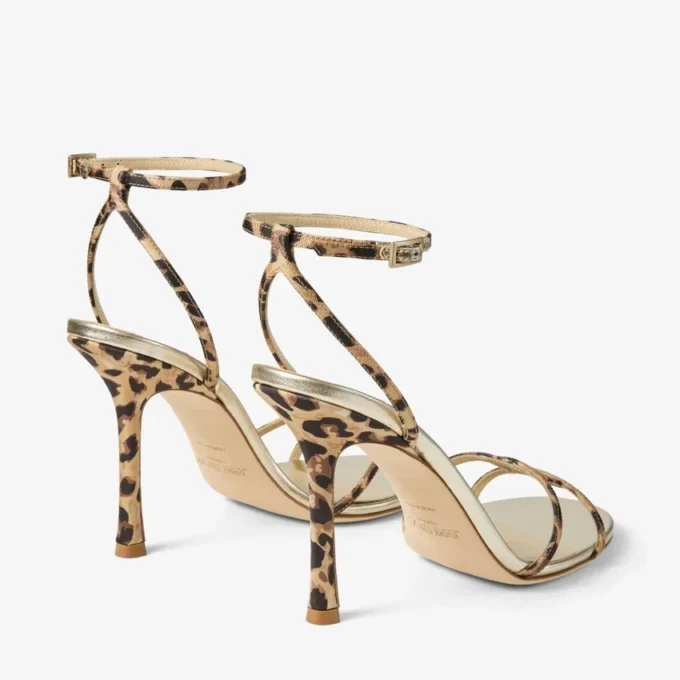 Sandalo Leo in gros-grain con stampa leopardata Sandalo Leo in gros-grain con stampa leopardata