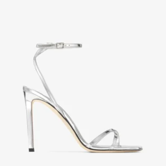 Sandalo Metz 100 in pelle Liquid Metal argento